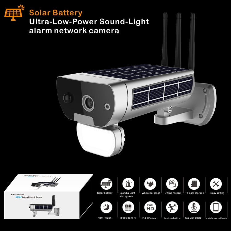 T8 1080P Full HD Solar Battery Ultra Low Power Sound Light Alarm Network Camera, Support Motion Detection, Night Vision, Two Way Audio, TF Card, T8 T8 1080P Full HD Solar Battery Ultra Low Power Sound Light Alarm Network Camera, Support Motion Detection, Night Vision, Two Way Audio, TF Card, T8